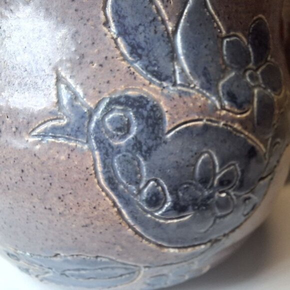 Small Pitcher‎ Bird Pottery CL 74 Blue Vintage Artist Home Decor Country Cottage - Picture 3 of 9